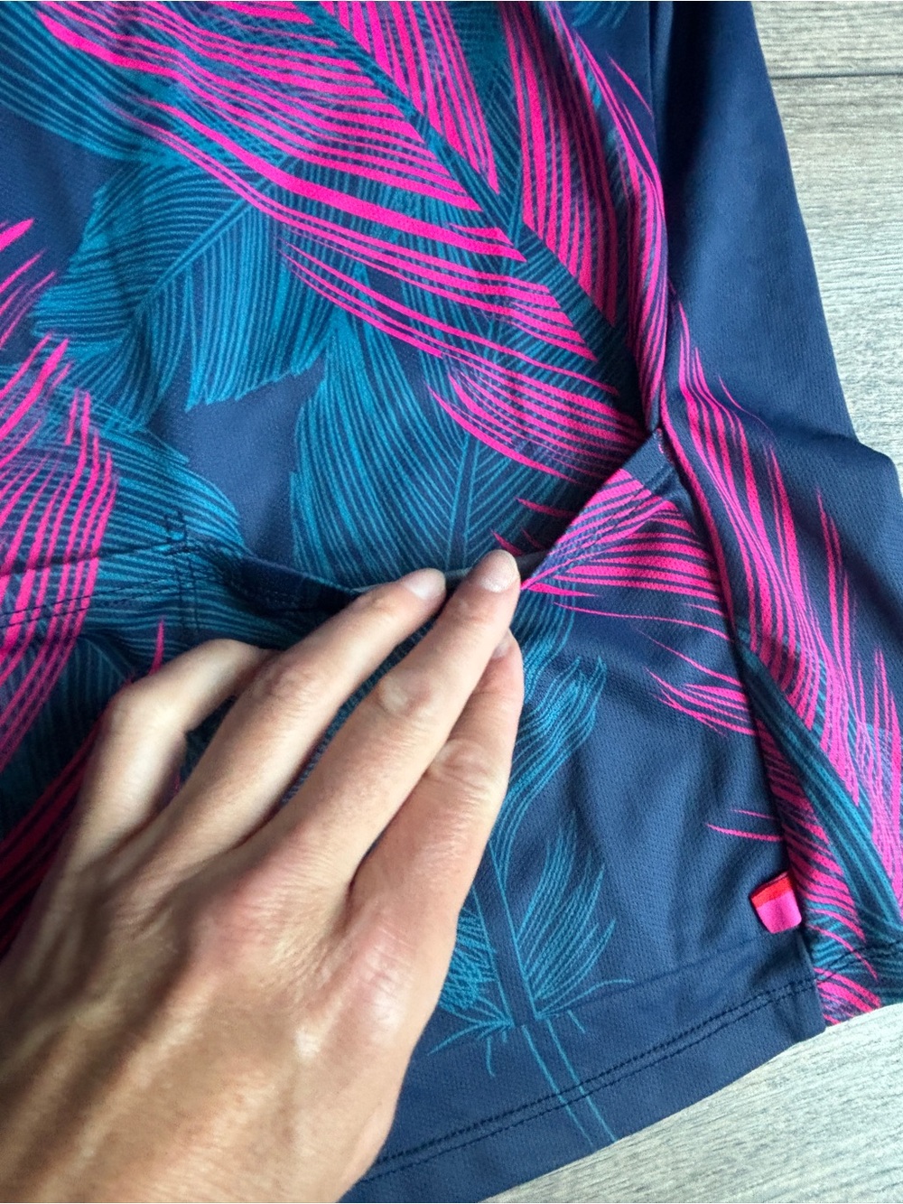 Terry Cycling Mesh Sleeveless Bike Jersey Tank Top Pink Blue Feathers Pockets L - Picture 11 of 12